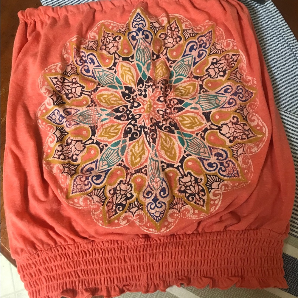 Orange/boho/vintage Tube top with elastic.